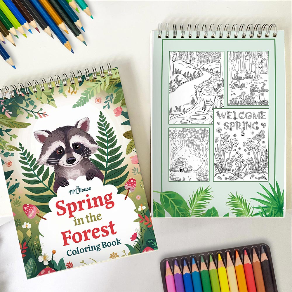 TPLHOUSE Spring In The Forest Spiral Coloring Book for Adults