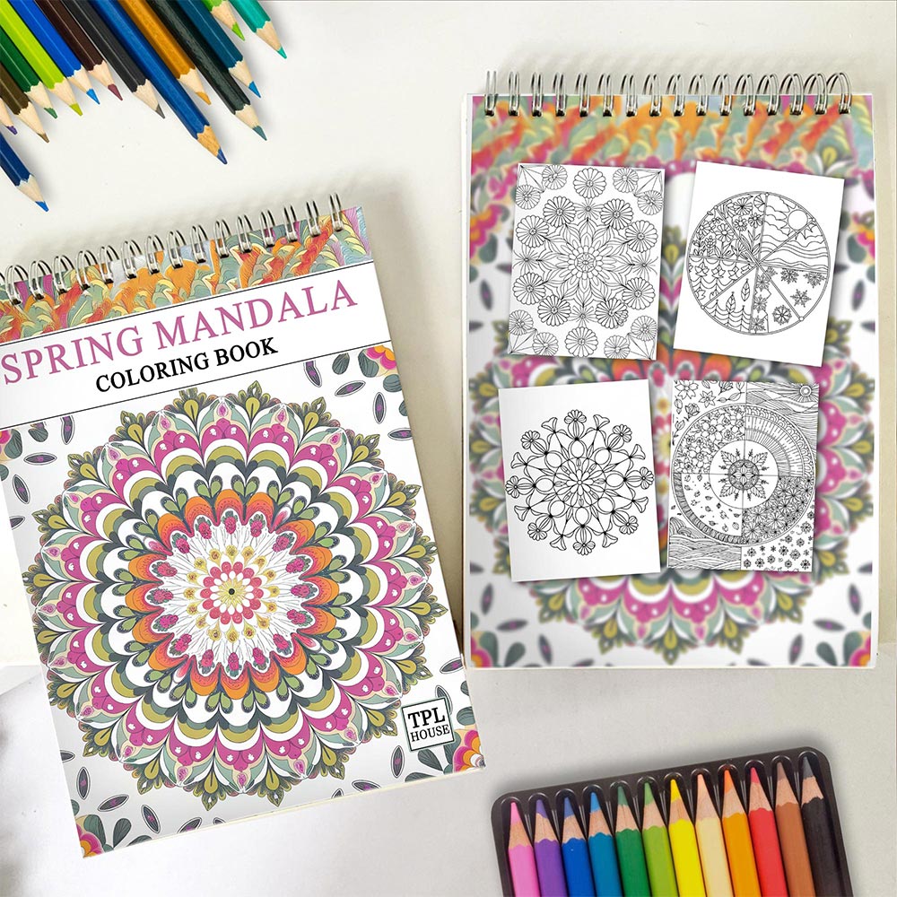 TPLHOUSE Spring Mandala Spiral Coloring Book for Adults