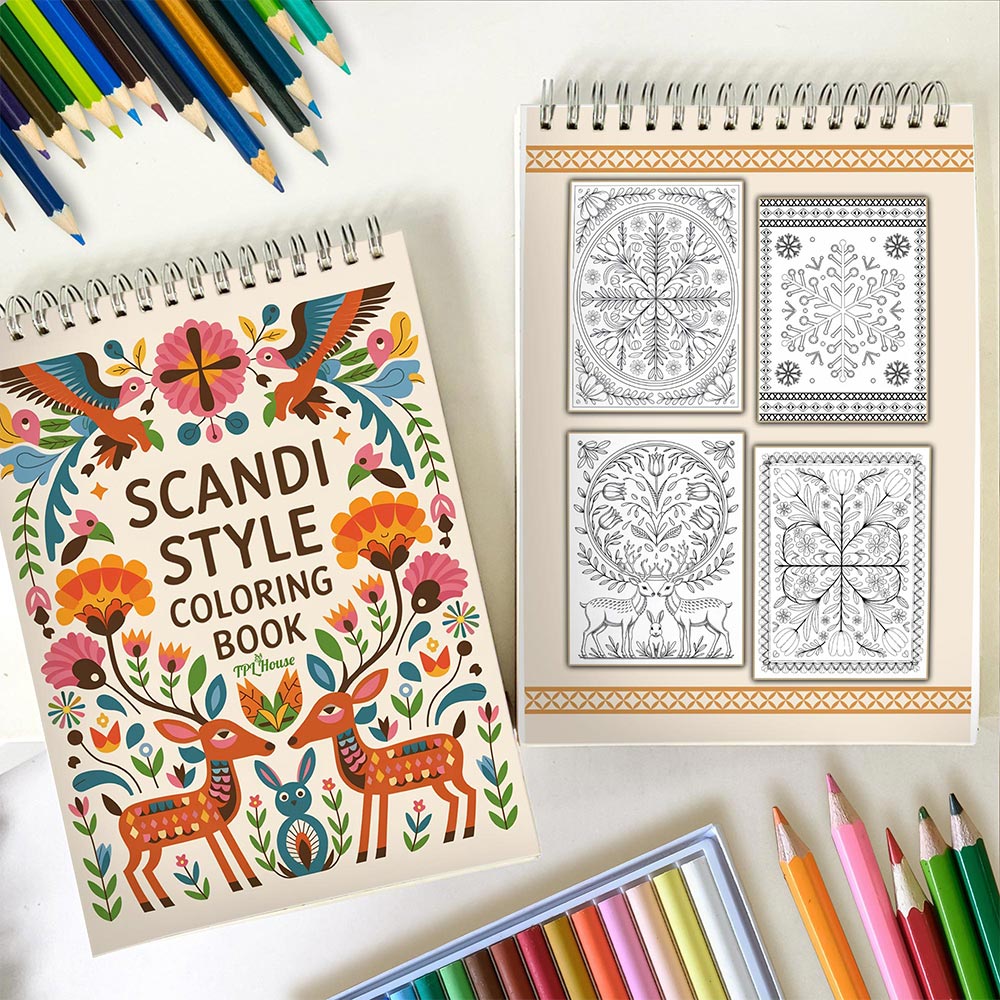 TPLHOUSE The Scandi Style Spiral Coloring Book for Adults
