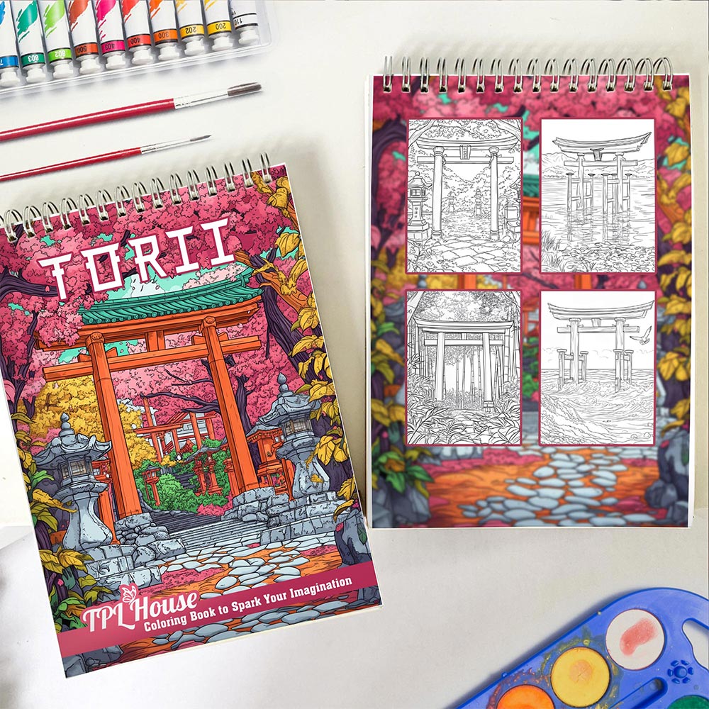 TPLHOUSE Torii Spiral Coloring Book for Adults