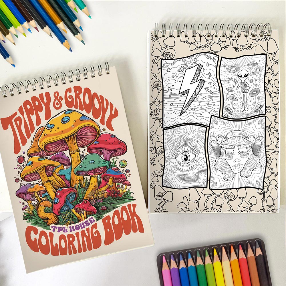 TPLHOUSE Trippy & Groovy Spiral Coloring Book for Adults