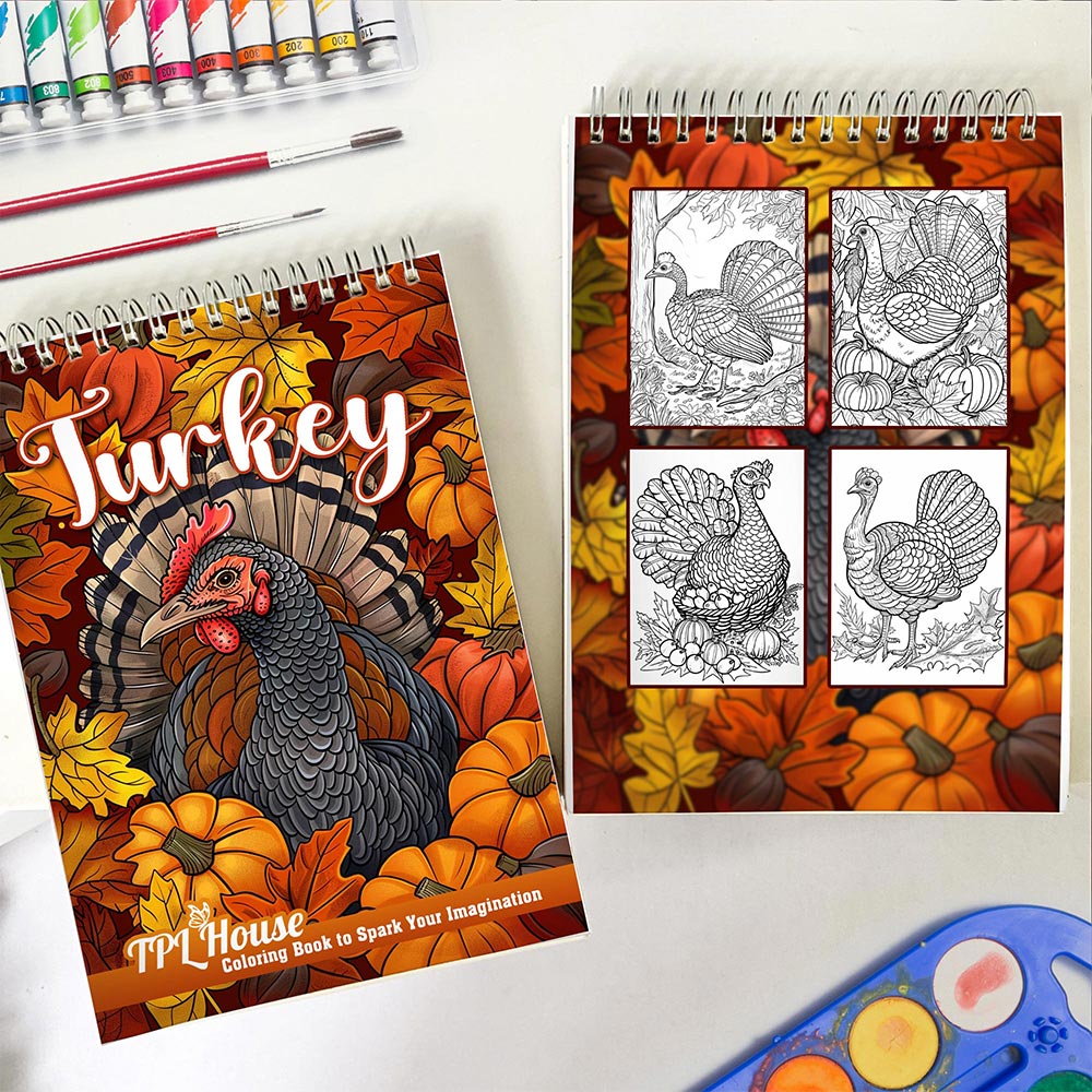 TPLHOUSE Turkey Spiral Coloring Book for Adults