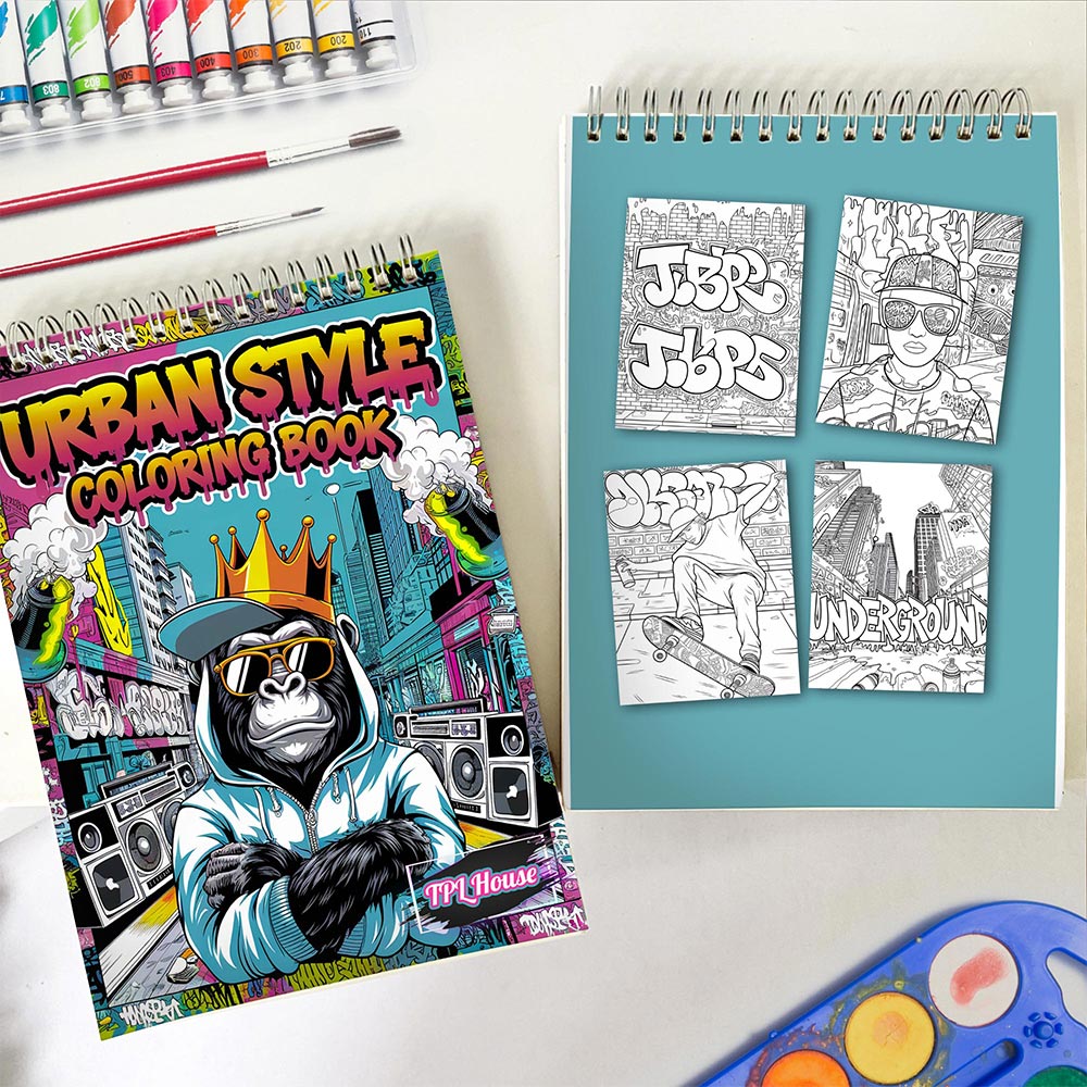 TPLHOUSE Urban Style Spiral Coloring Book for Adults