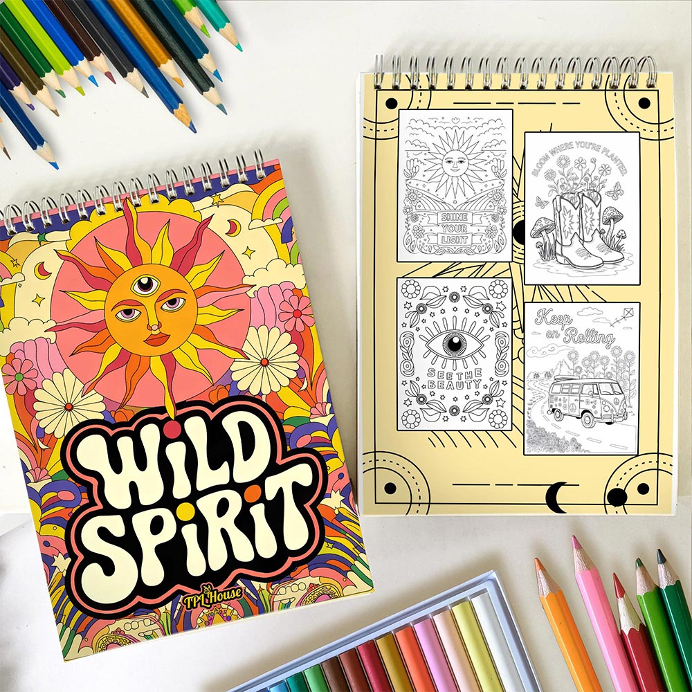 TPLHOUSE Wild Spirit Spiral Coloring Book for Adults