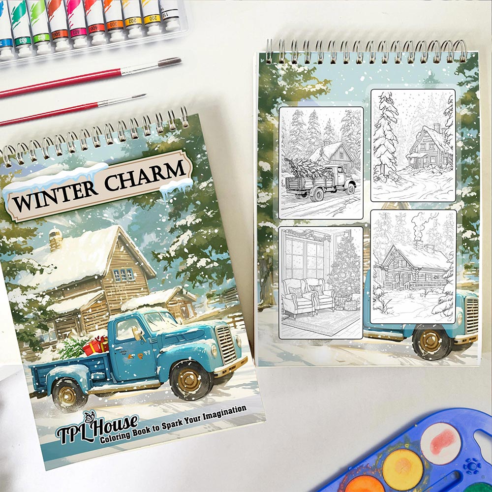 TPLHOUSE Winter Charm Spiral Coloring Book for Adult