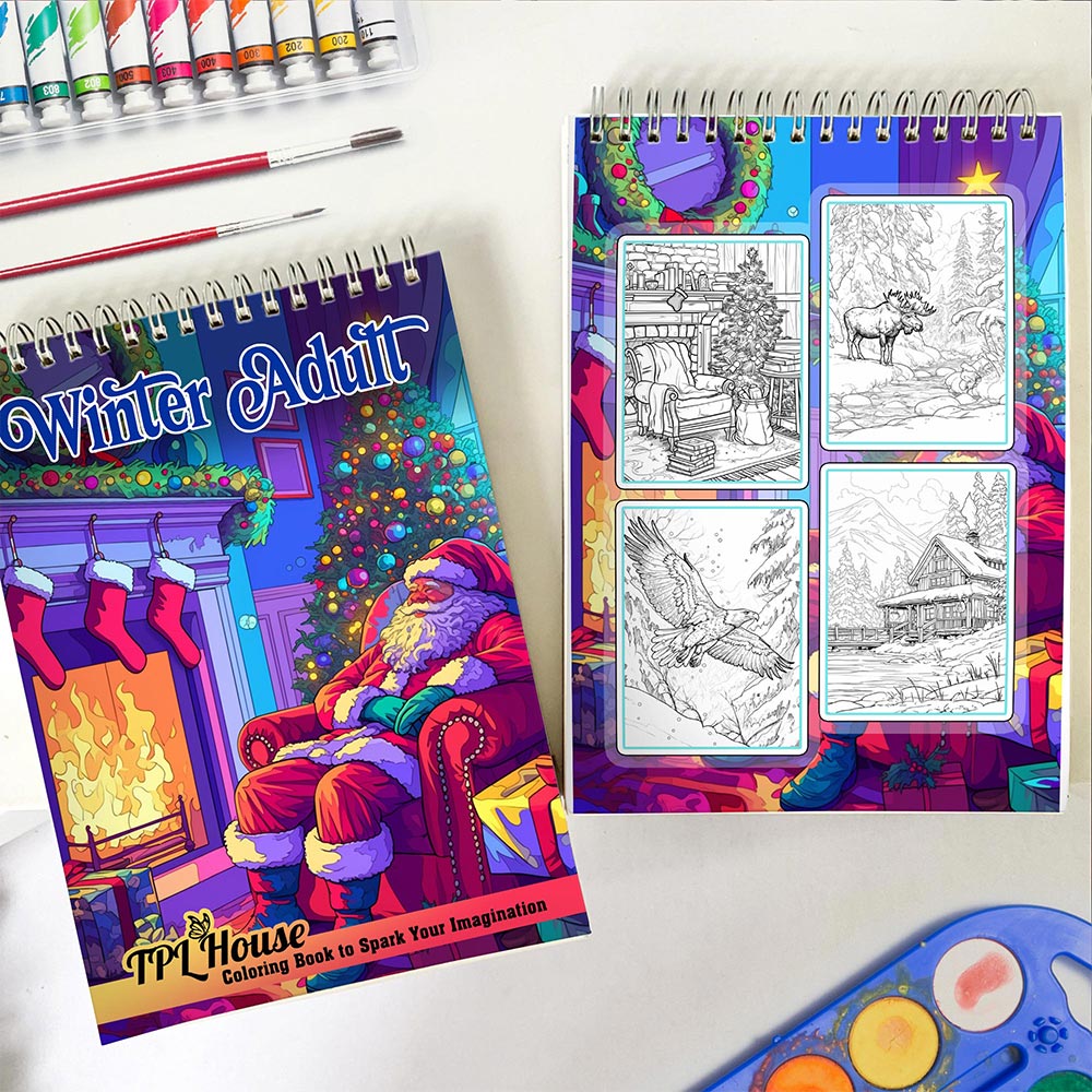 TPLHOUSE Winter Spiral Coloring Book for Adult