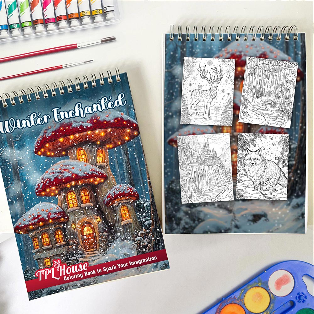 TPLHOUSE Winter Enchanted Spiral Coloring Book for Adult