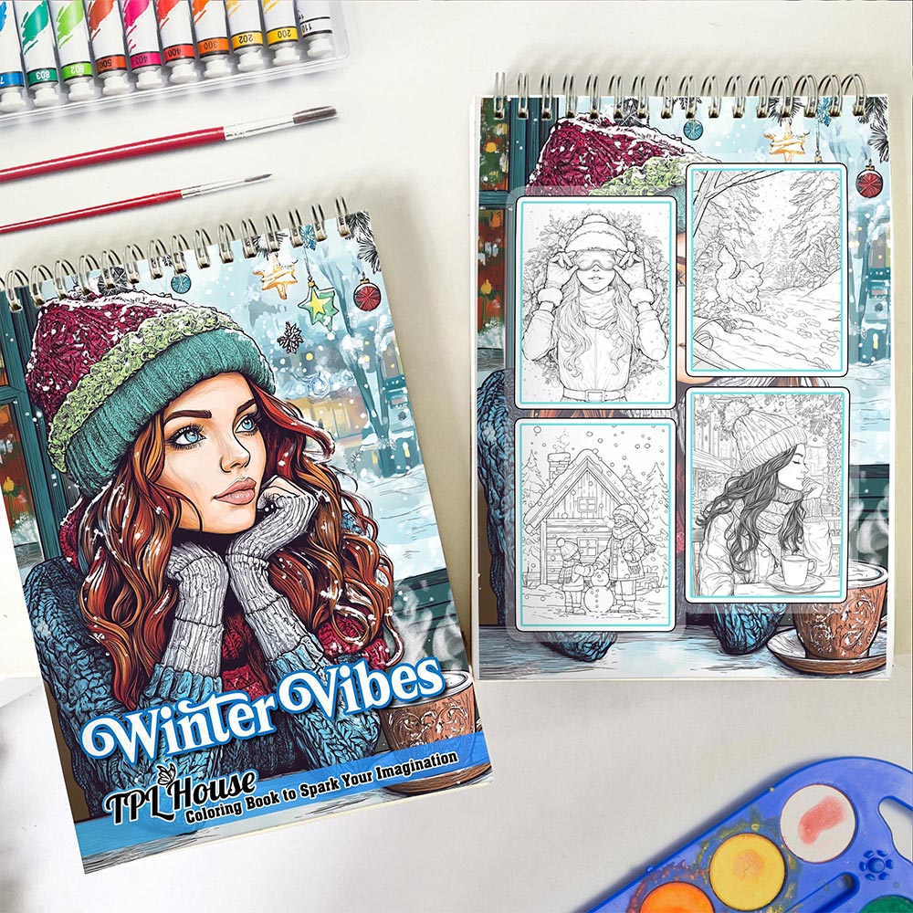 TPLHOUSE Winter Vibes Spiral Coloring Book for Adult