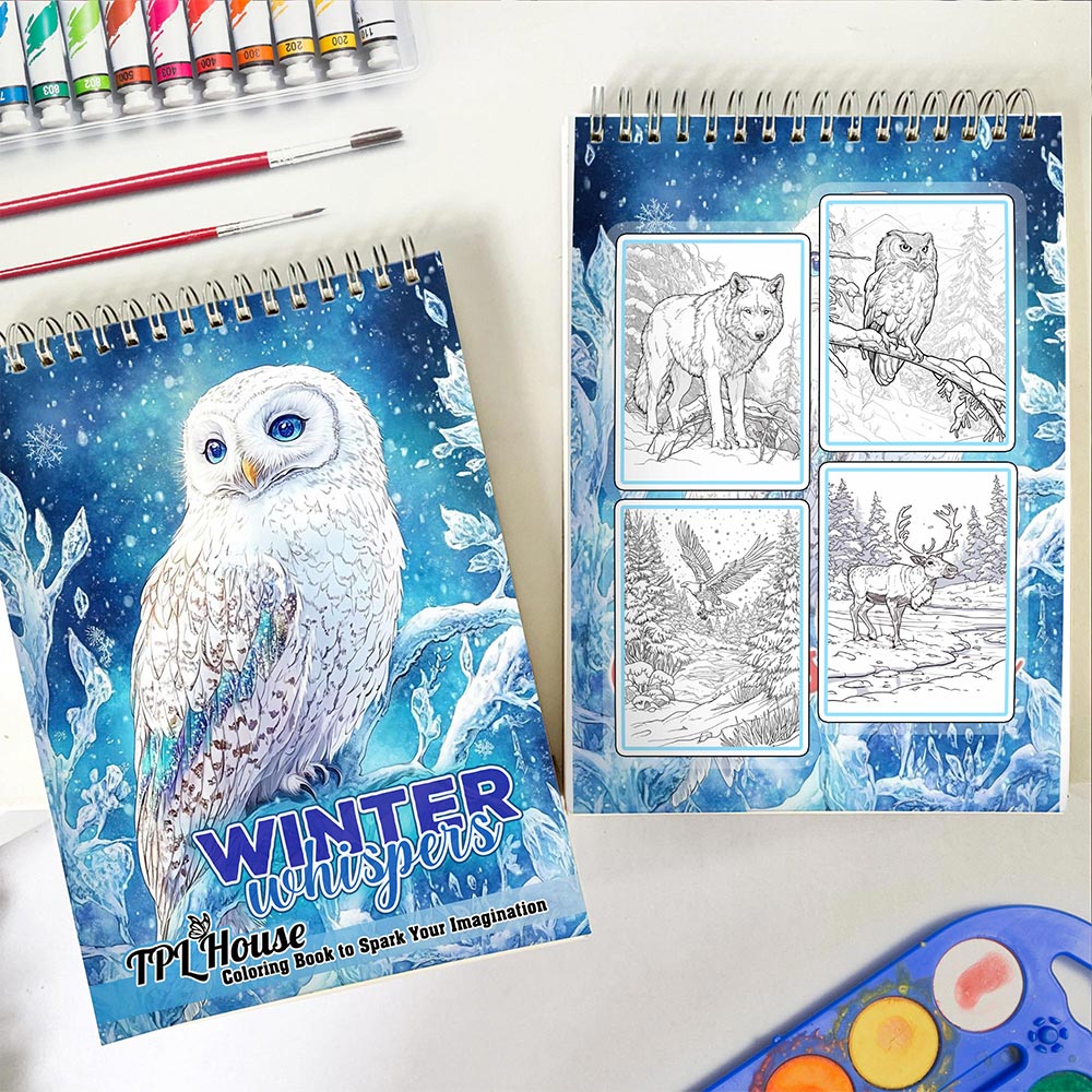 TPLHOUSE Winter Whispers Spiral Coloring Book for Adult
