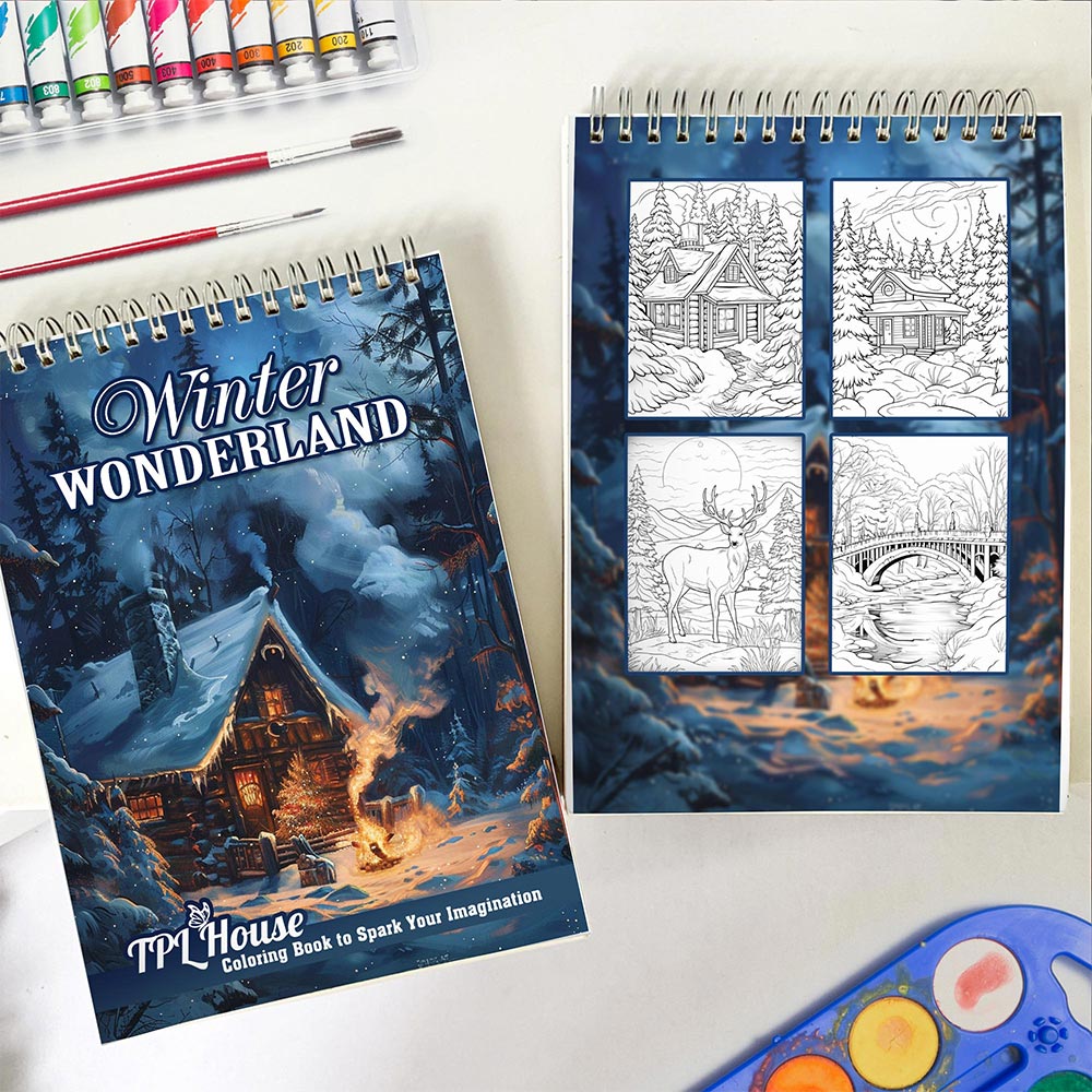 TPLHOUSE Winter Wonderland Spiral Coloring Book for Adults