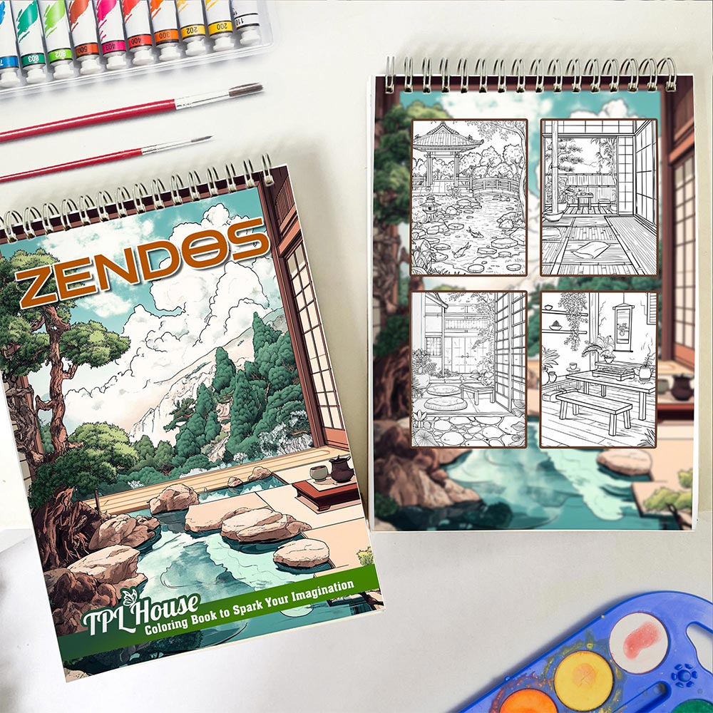 TPLHOUSE Zendos Spiral Coloring Book for Adults
