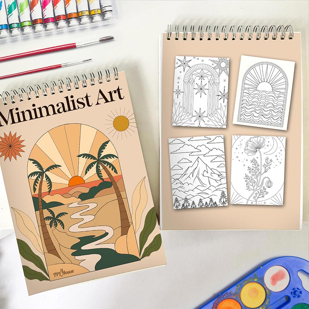TPLHOUSE Minimalist Art Spiral Coloring Book for Adults