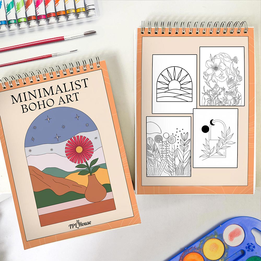 TPLHOUSE Minimalist Boho Art Spiral Coloring Book for Adults