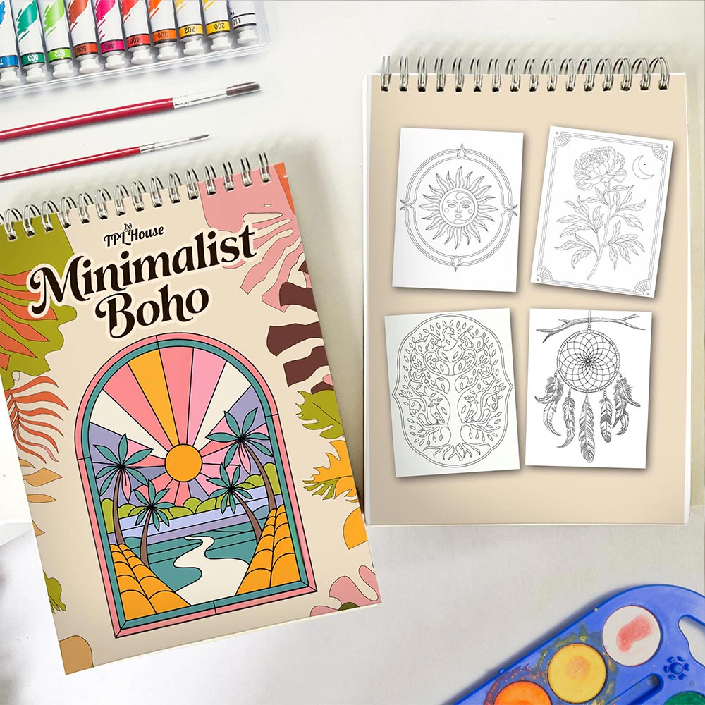 TPLHOUSE Minimalist Boho Spiral Coloring Book for Adults