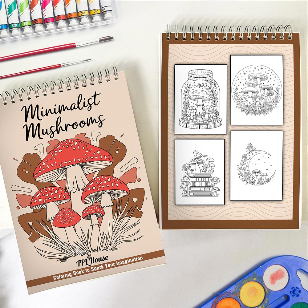 TPLHOUSE Minimalist Mushroom Spiral Coloring Book for Adults