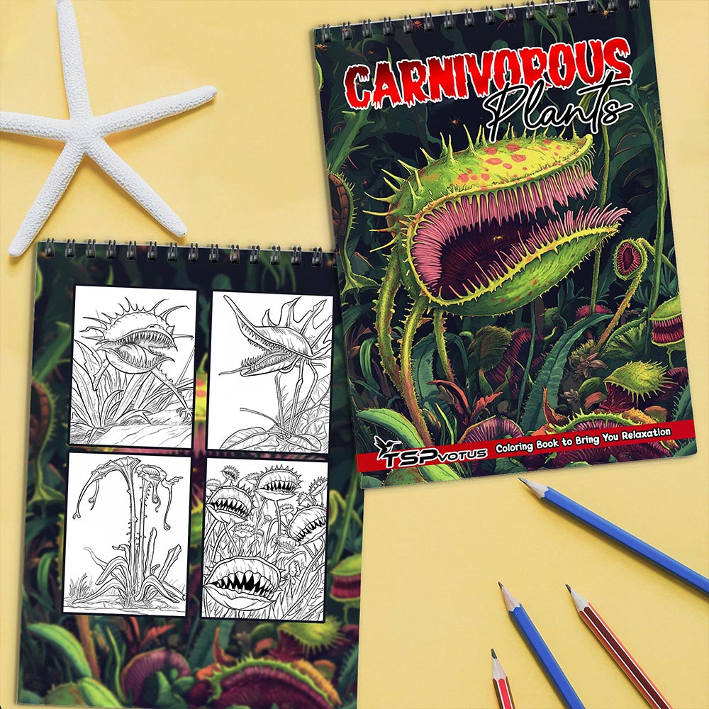 TSPVOTUS Carnivorous Plants Coloring Book Spiral Bound for Adult