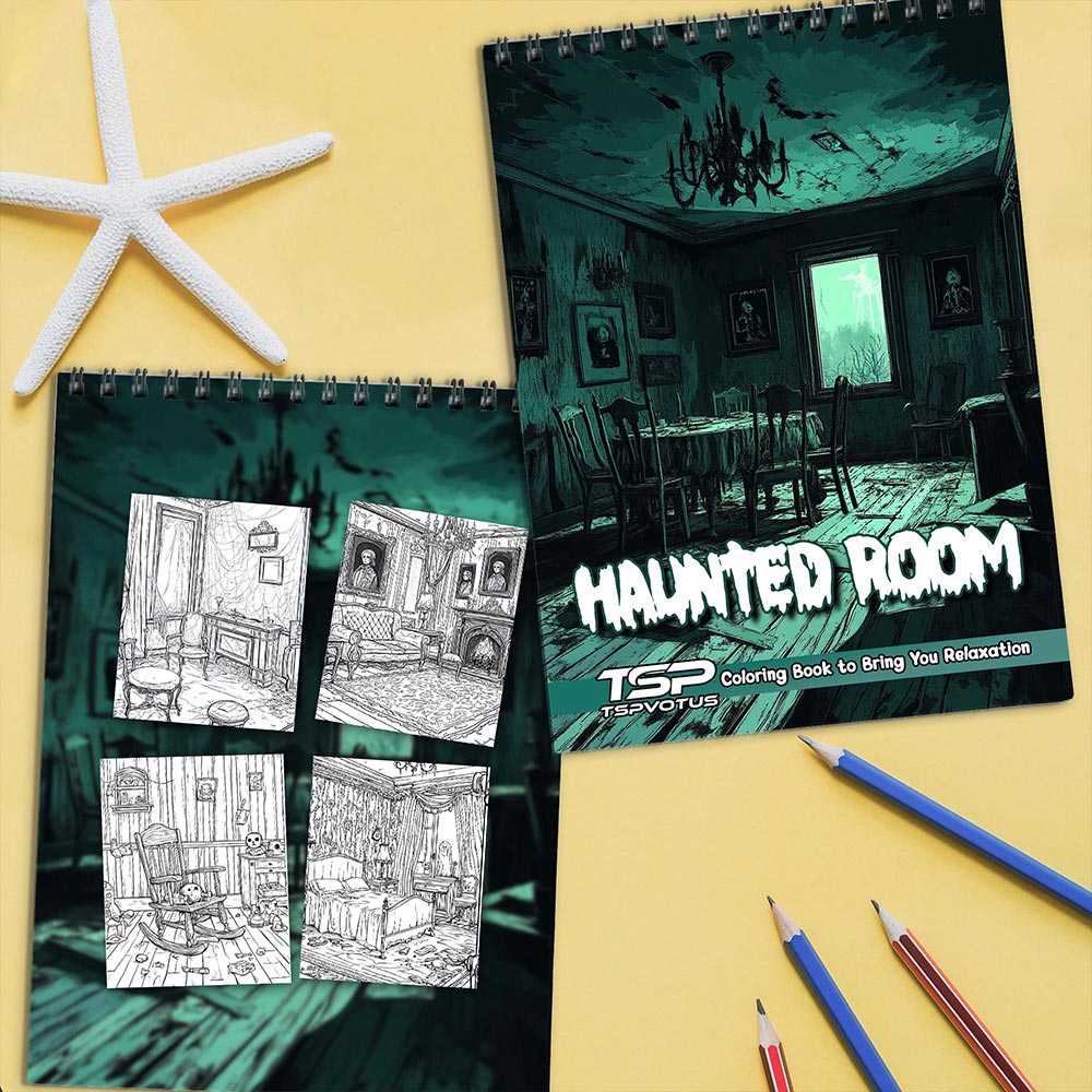 TSPVOTUS Haunted Room Coloring Book Spiral Bound for Adult