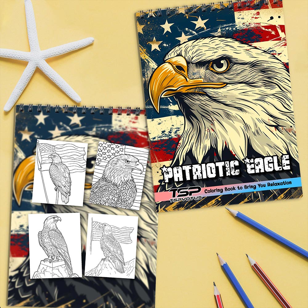 TSPVOTUS Patriotic Eagle Coloring Book Spiral Bound for Adult