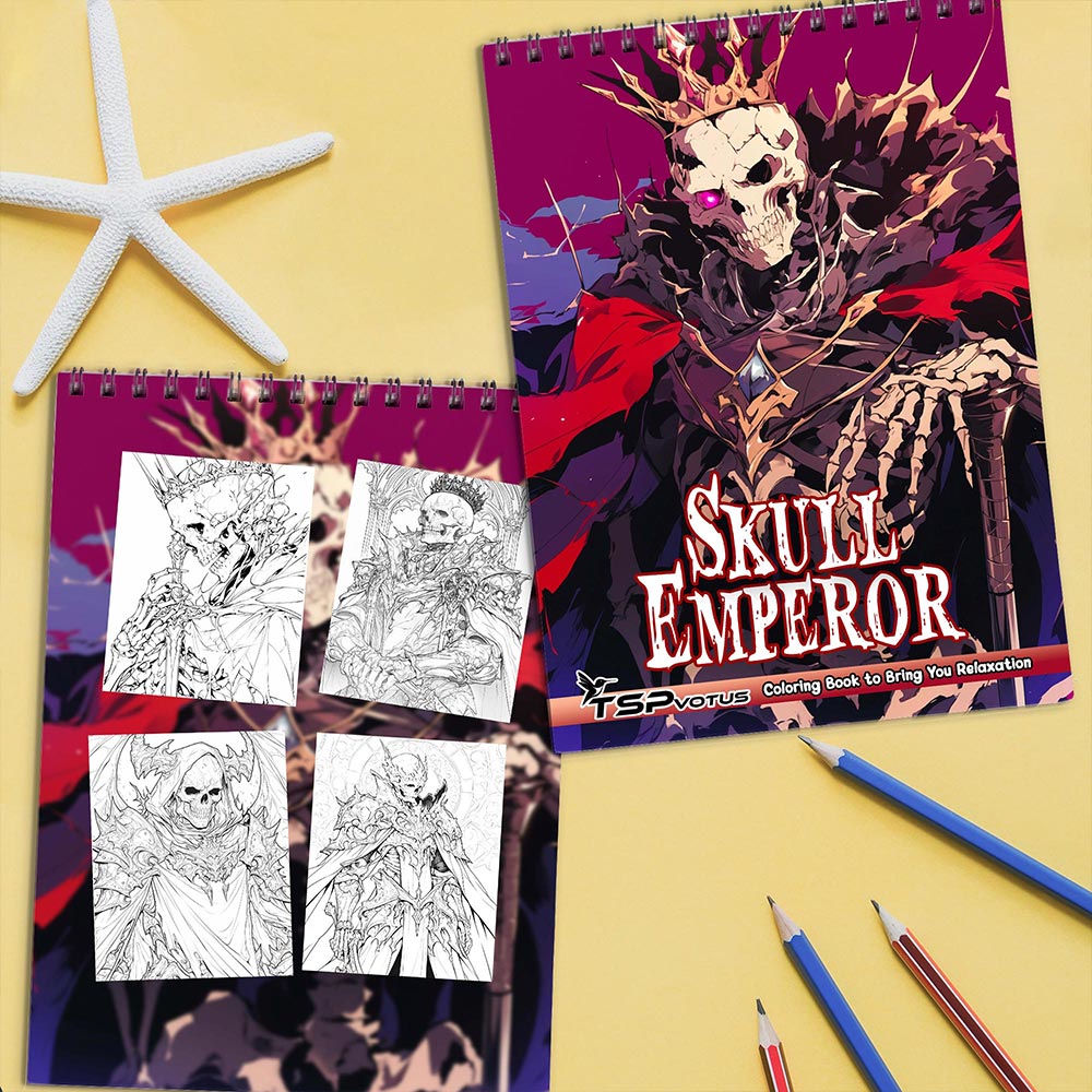 TSPVOTUS Skull Emperor Coloring Book Spiral Bound for Adults