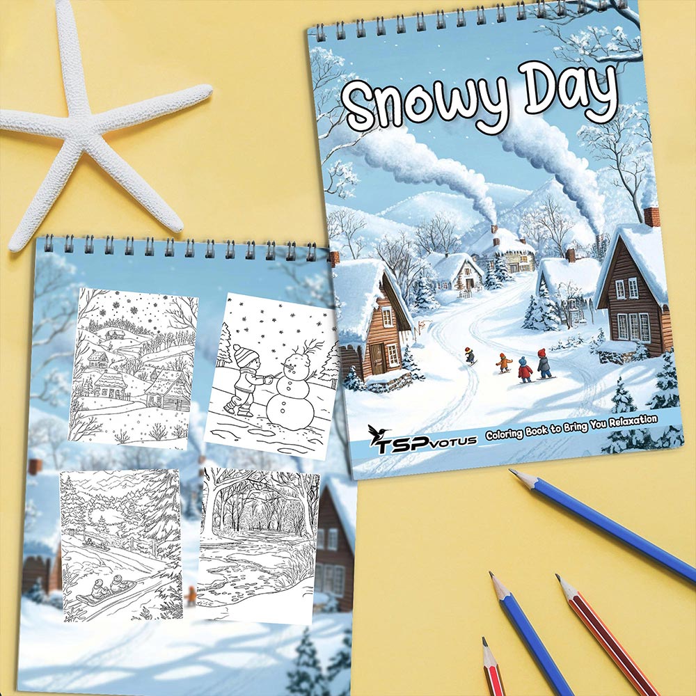 TSPVOTUS Snowy Day Coloring Book Spiral Bound for Adult