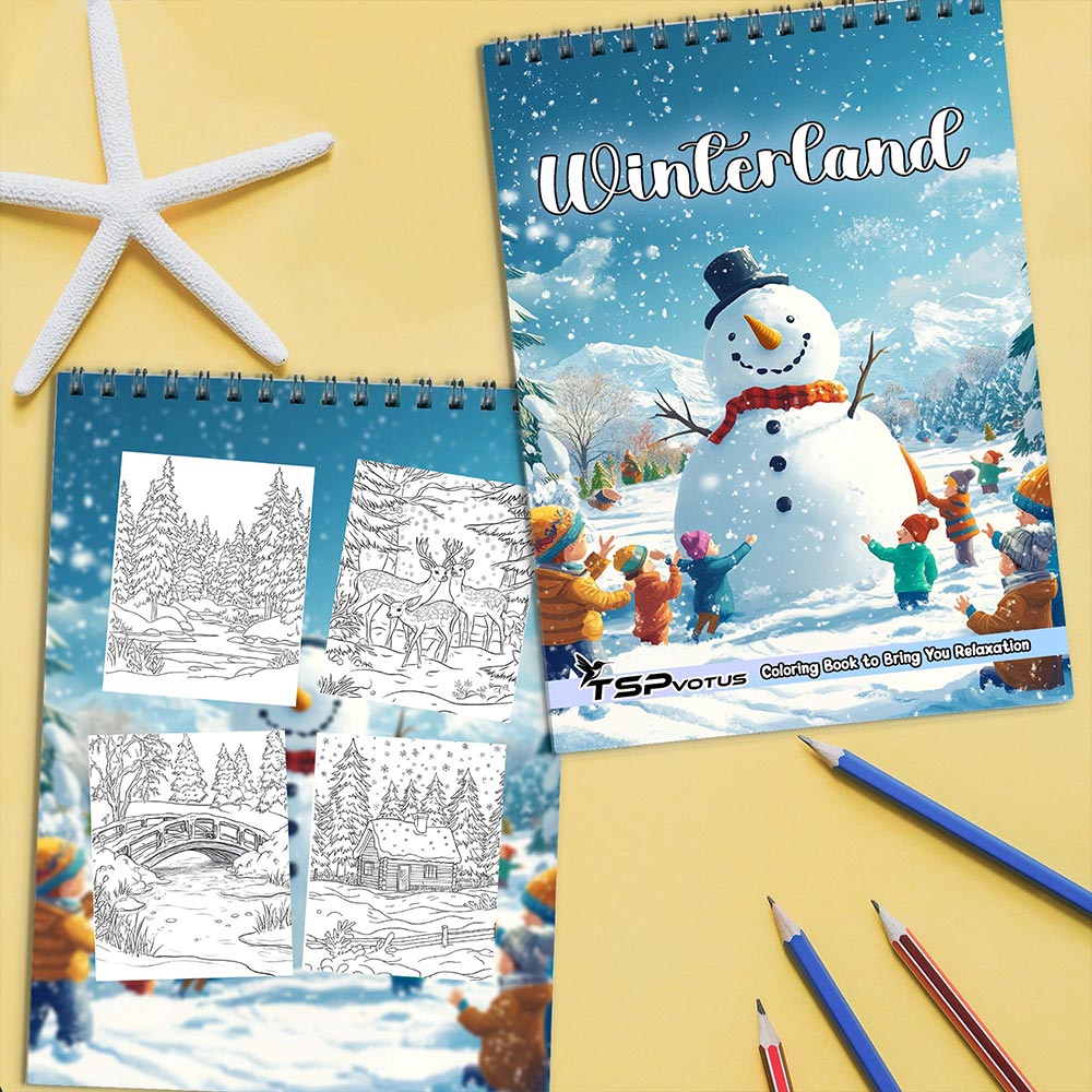TSPVOTUS Winterland Coloring Book Spiral Bound for Adult