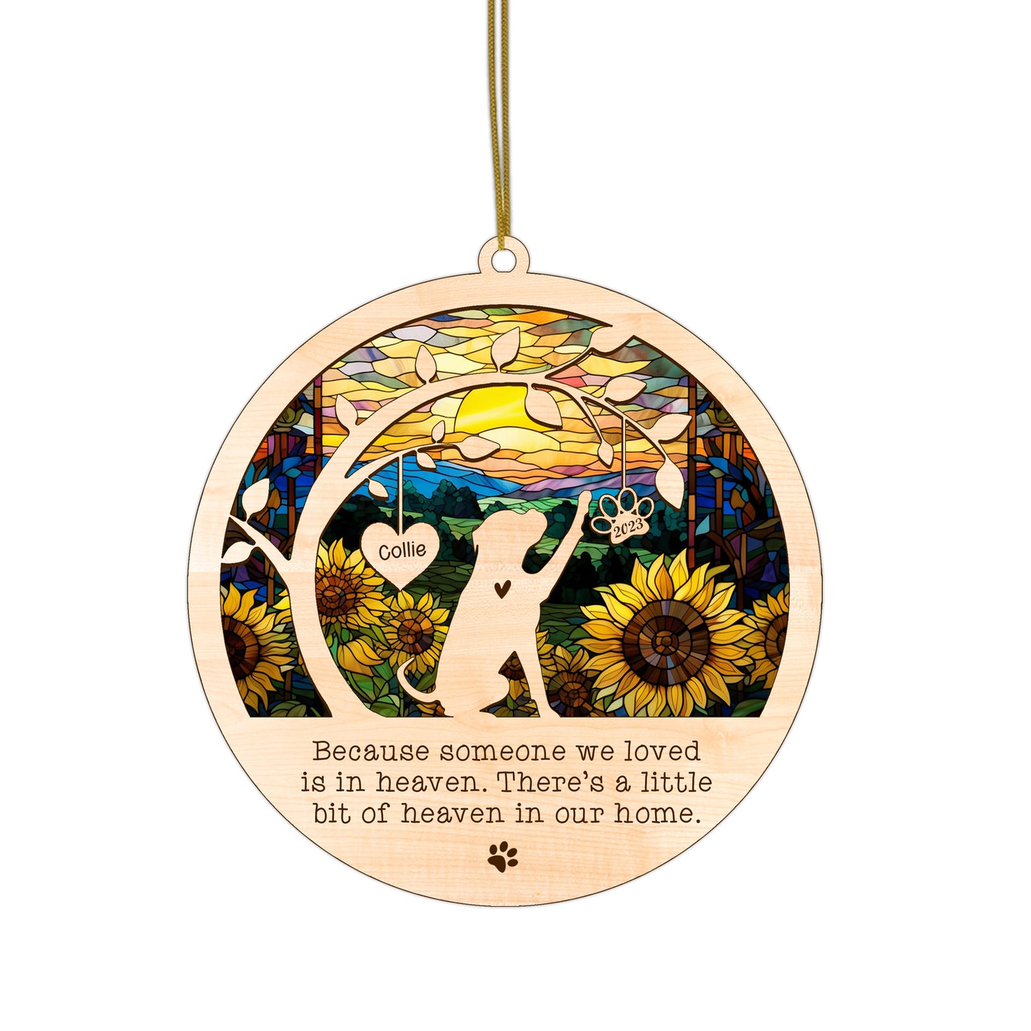 Netecom Personalized Boxer Dog Memorial Suncatcher Boxer Dog Christmas Ornament with Name Date Pet Loss Sun Catcher Bereavement Gift Dog Memorial Ornament Loss of Pet Sympathy Gift