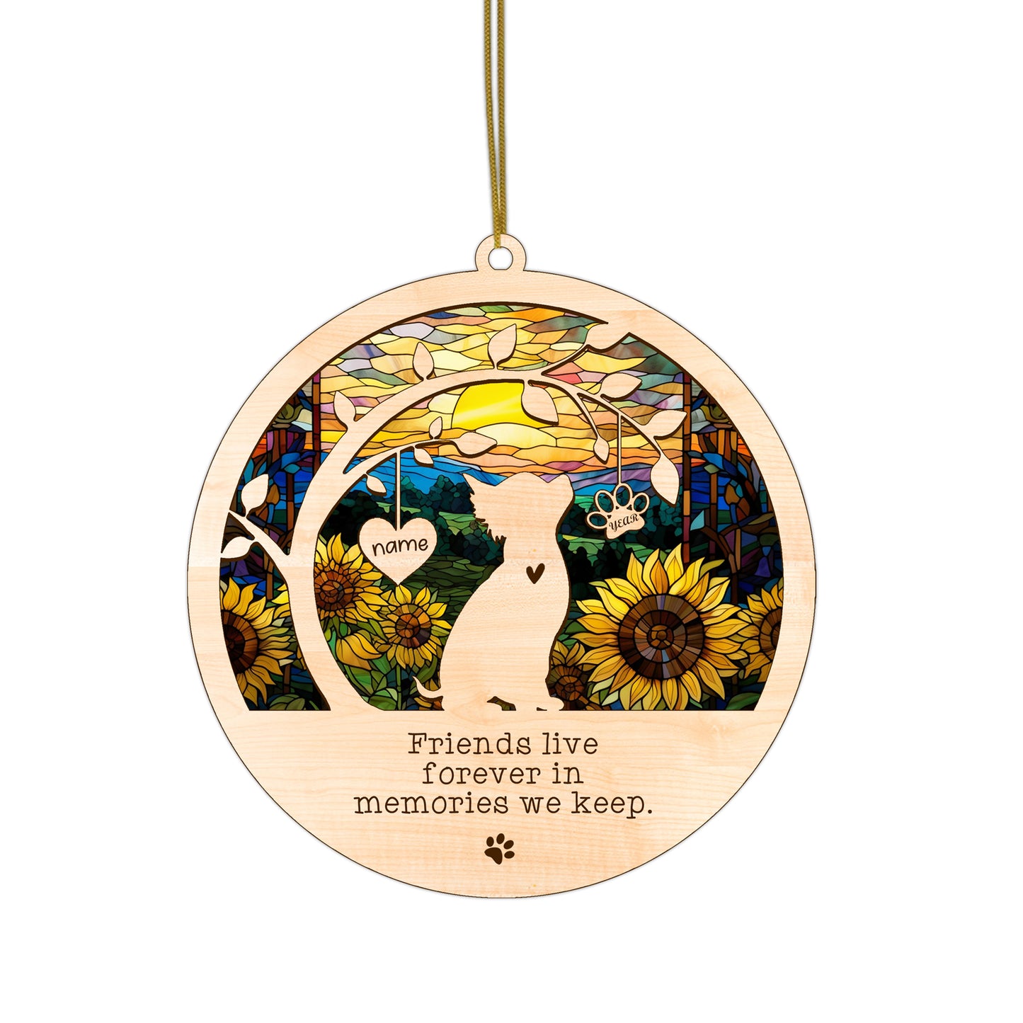 Netecom Personalized Chihuahua Dog Memorial Suncatcher, Chihuahua Christmas Ornament with Name Date, Pet Loss Sun Catcher Dog Memorial Ornament Loss of Pet Sympathy Gift Dog Bereavement Gift
