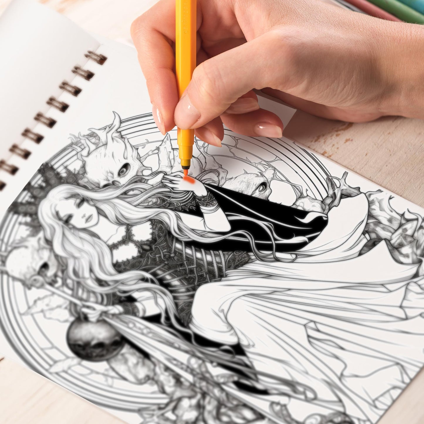 Beauty Dark Queen Spiral Bound Coloring Book: 30 Whimsical Coloring Pages of Charming Horror for Gothic Art Admirers to Embrace the Quirky Charm and Elegantly Creepy Vibes of Dark Fantasy Scenes