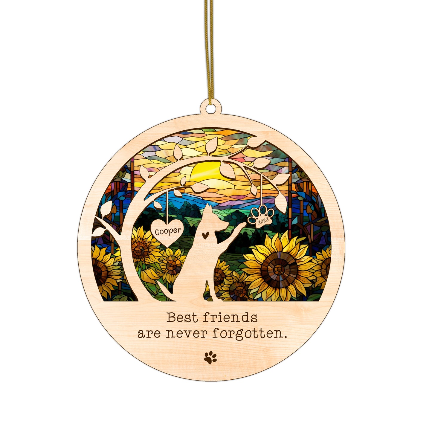 Netecom Personalized German Shepherd Dog Memorial Suncatcher Alsatian Dog Christmas Ornament with Name Date, Pet Loss Sun Catcher Bereavement Gift Dog Memorial Ornament Loss of Pet Sympathy Gift