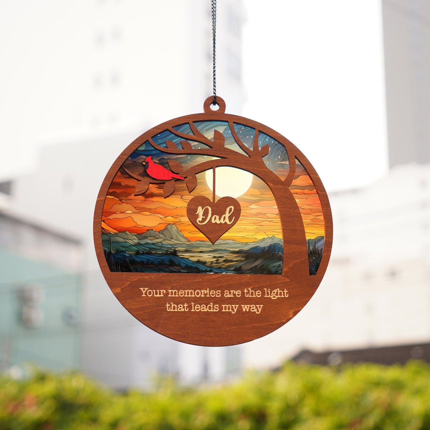 Netecom Personalized Cardinal Remembrance Suncatcher – Sympathy Gift for Loss of Dad Mom, Memorial Keepsake