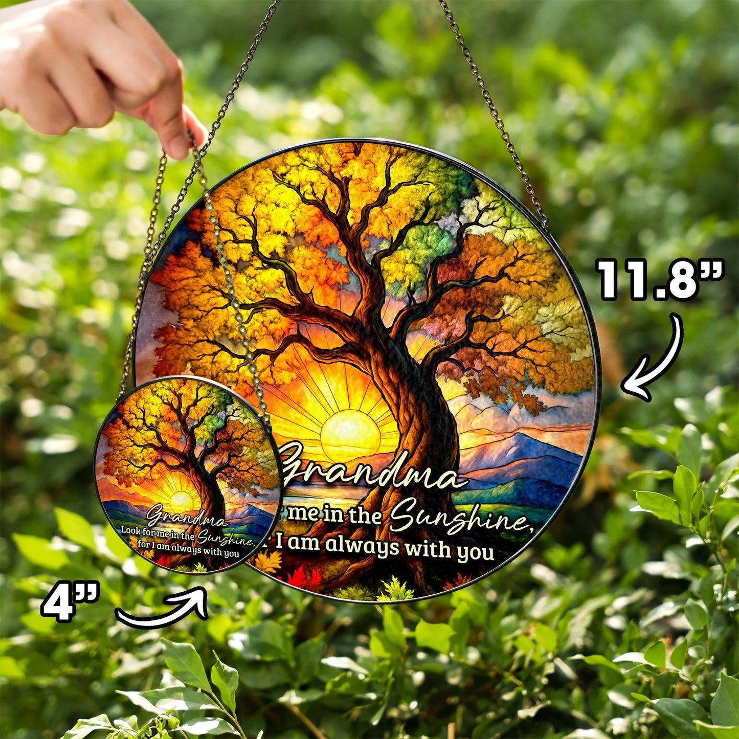 Netecom Personalized Memorial Stained Glass Suncatcher – Sympathy Gift for Loss of Dad, Father in Heaven, Memorial Tribute, Custom Lightcatcher
