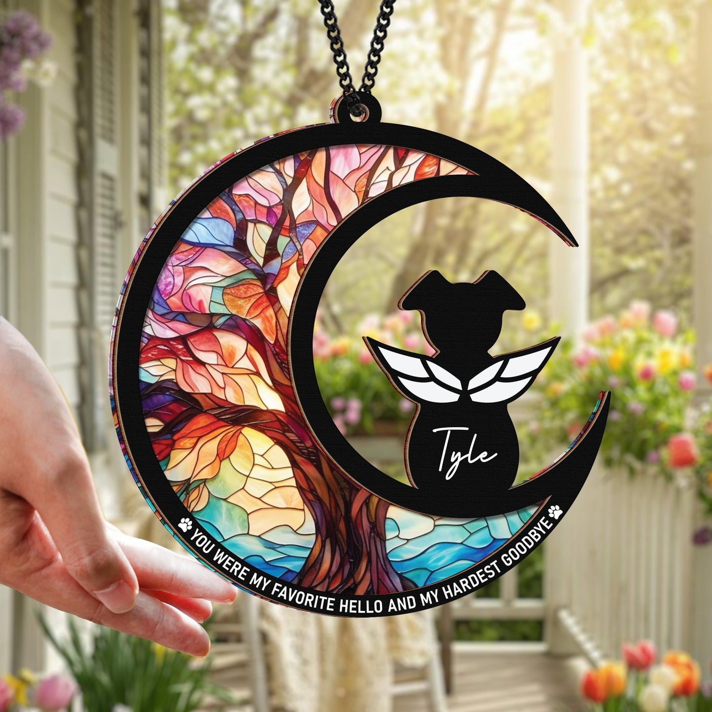 Netecom Dog Memorial Suncatcher Gift Set – Pet Loss Ornament, DIY Sympathy Card and Keychain, You Were My Favorite Hello Dog Mom Remembrance