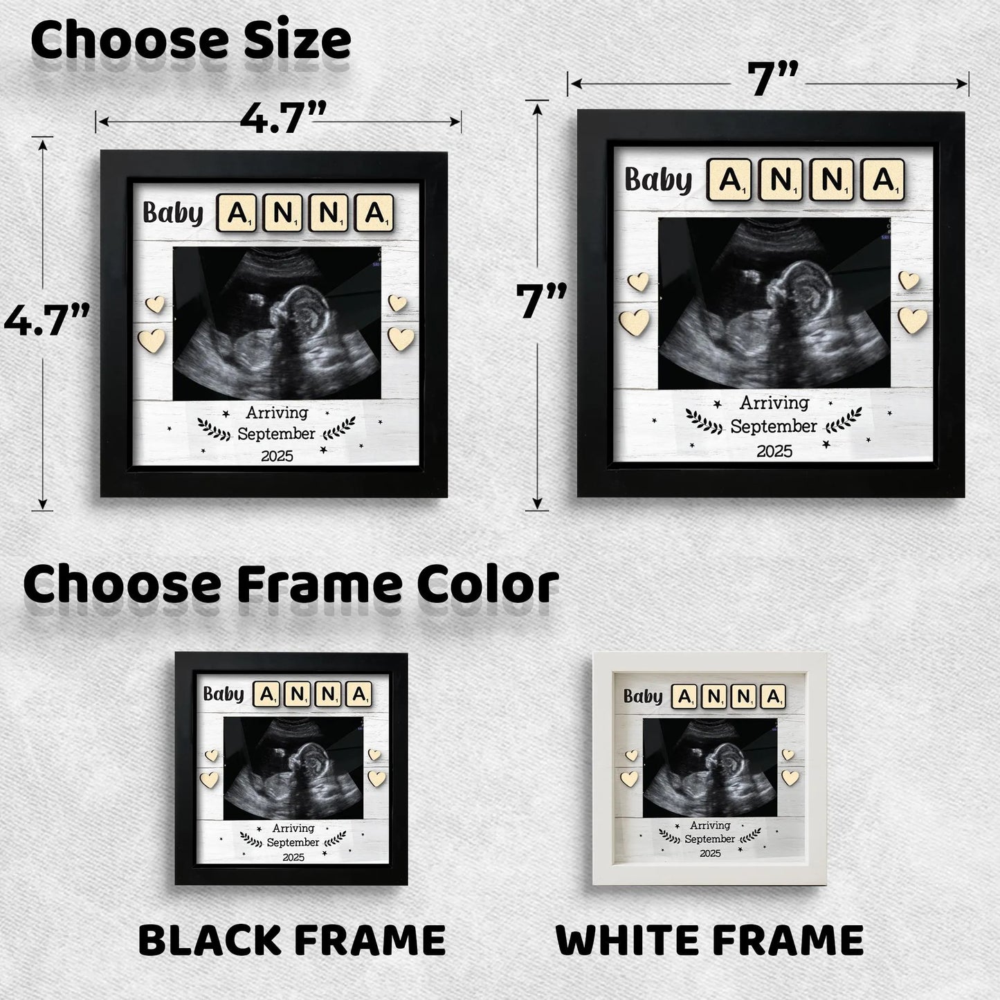 Netecom Personalized Baby Ultrasound Frame, Pregnancy Announcement Gift, Custom Sonogram Photo Frame with Baby Name & Due Date, Baby Arrival Keepsake, Nursery Decor