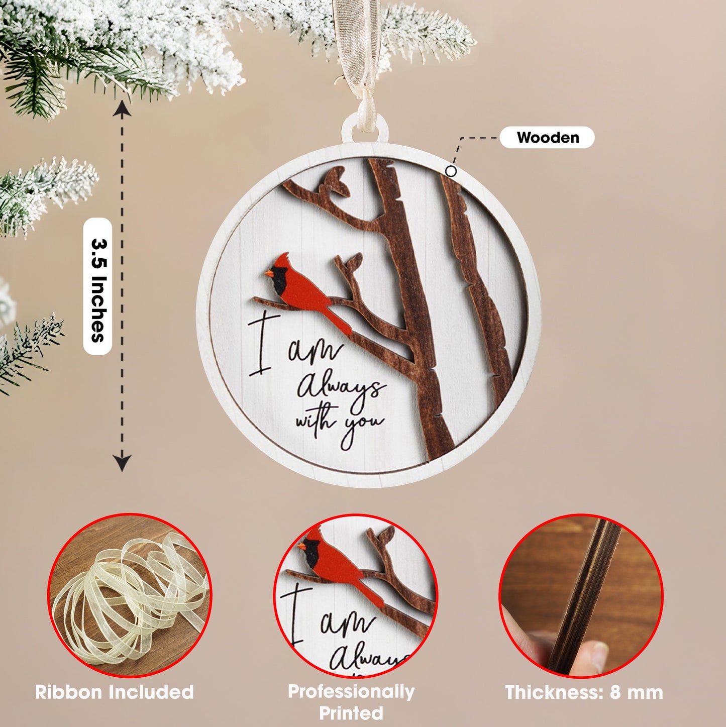 Netecom Memorial Cardinal Ornament for Christmas Tree – Remembrance Gift for Loved Ones