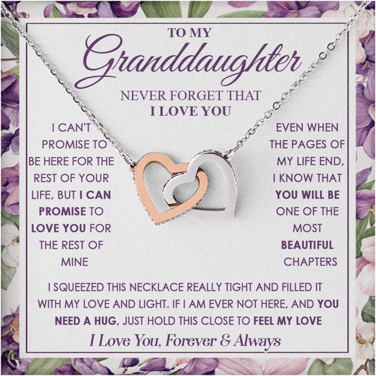 Netecom Personalized Grandmother to Granddaughter Necklace – Interlocking Hearts Jewelry with Sentimental Quote Card, Birthday, Christmas, Special Gift from Grandma