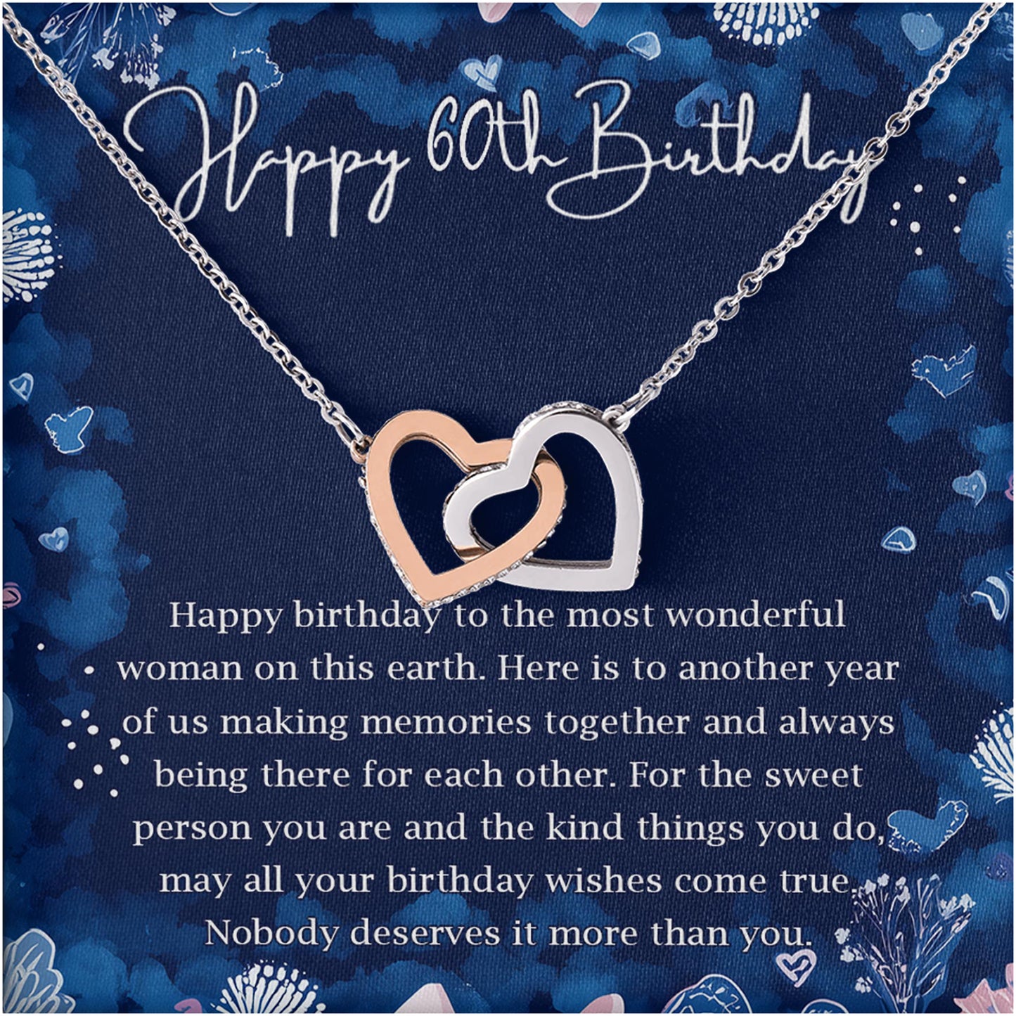 Netecom Personalized Birthday Necklace, Interlocking Heart Jewelry Gift with Custom Floral Card for Women, Elegant Milestone Birthday Present
