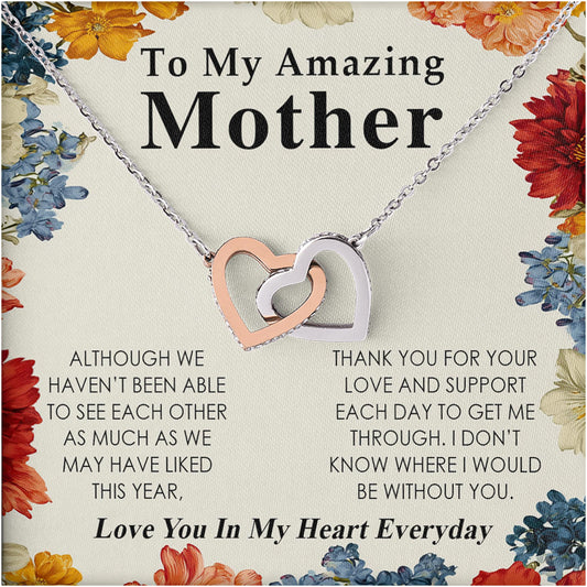 Netecom Personalized To My Amazing Mother Necklace from Daughter Son, Custom Message Card with Name, Love You In My Heart Everyday Interlocking Heart Jewelry Gift for Birthday, Christmas