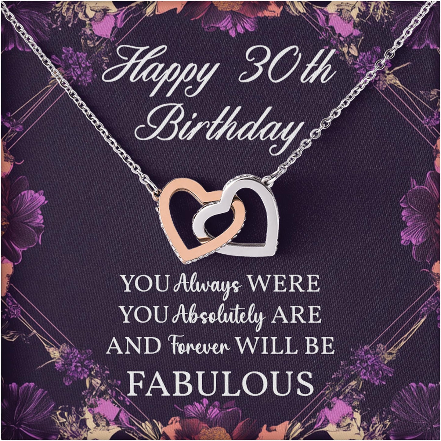 Netecom Personalized Birthday Necklaces, Interlocking Heart Jewelry, Custom Flower Cards Gifts For Women, Great Milestone Birthday Gifts