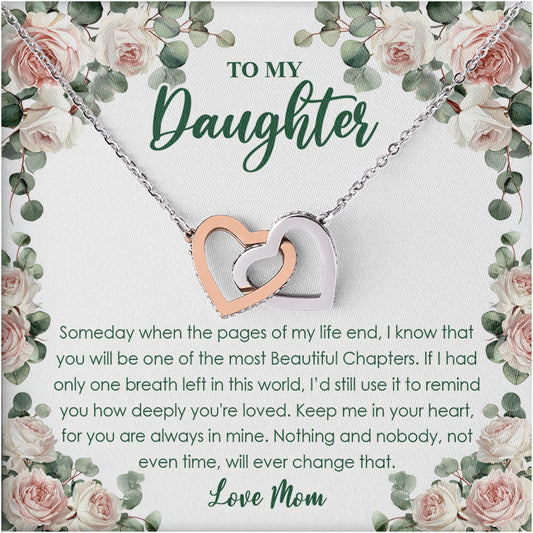 Netecom Personalized Mother to Daughter Necklace – Interlocking Hearts Jewelry with Loving Quote Card, Birthday, Graduation, Christmas Gift from Mom