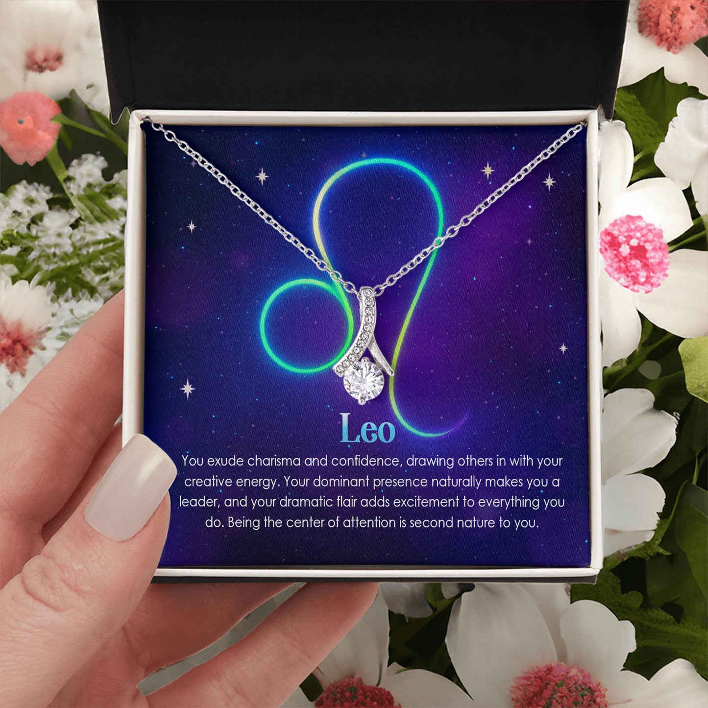 Netecom Zodiac Necklace For Women Girlfriend, Jewelry Horoscope Sign, Message Card, Spiritual Astrology Jewelry, Leo Alluring Beauty Gift for Anniversary, Birthday, Christmas