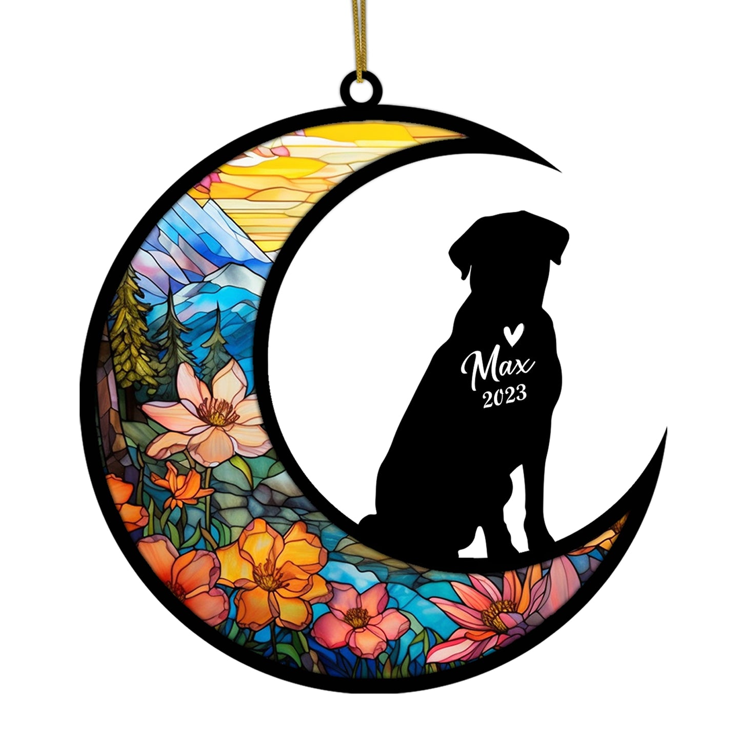 Netecom Personalized Labrador Retriever Memorial Suncatcher - Dog Loss Sympathy Gift with Name & Date - Labrador Retriever Christmas Ornament & Pet Bereavement Keepsake