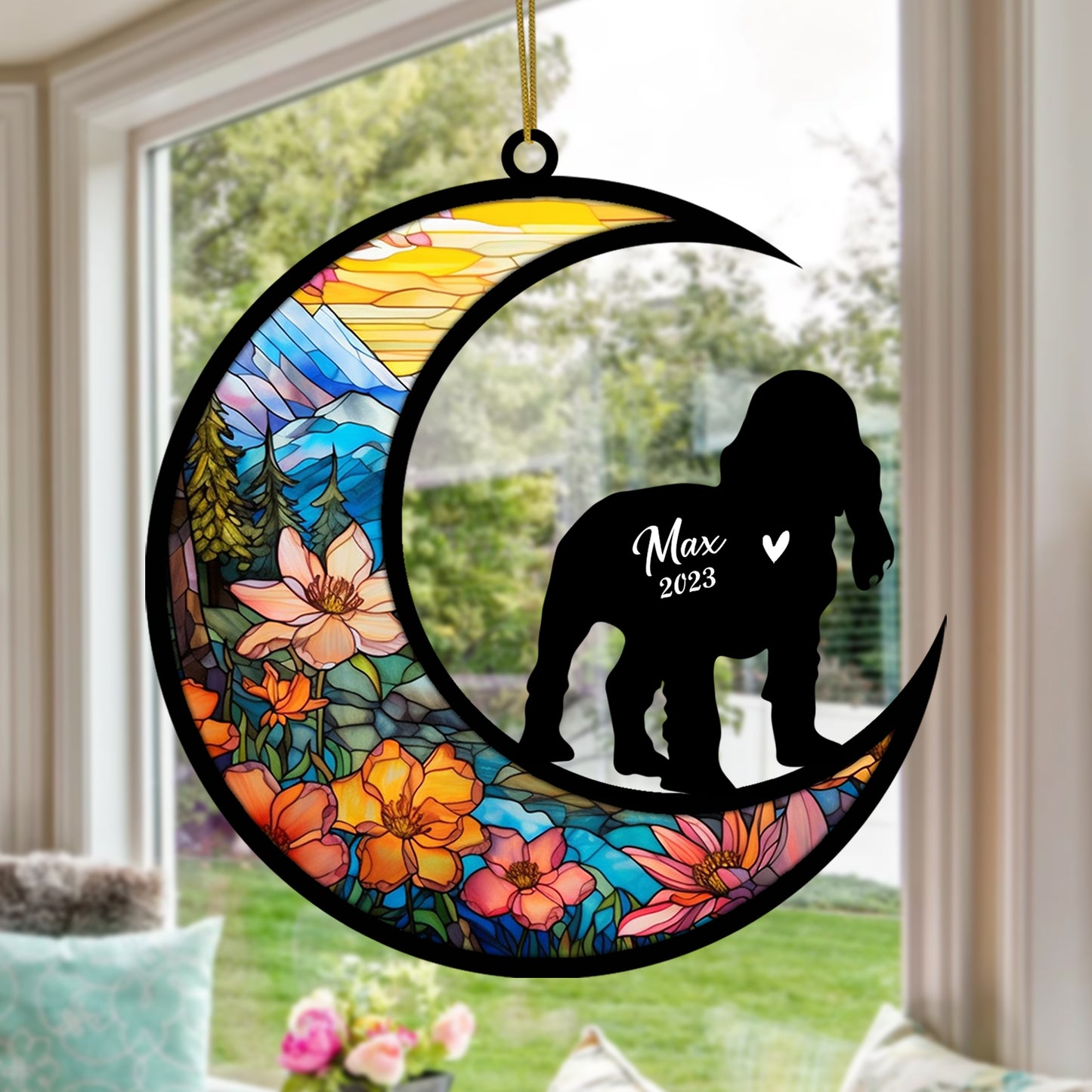 Netecom Personalized Cocker Spaniel Memorial Suncatcher - Dog Loss Sympathy Gift with Name & Date - Cocker Spaniel Christmas Ornament & Pet Bereavement Keepsake