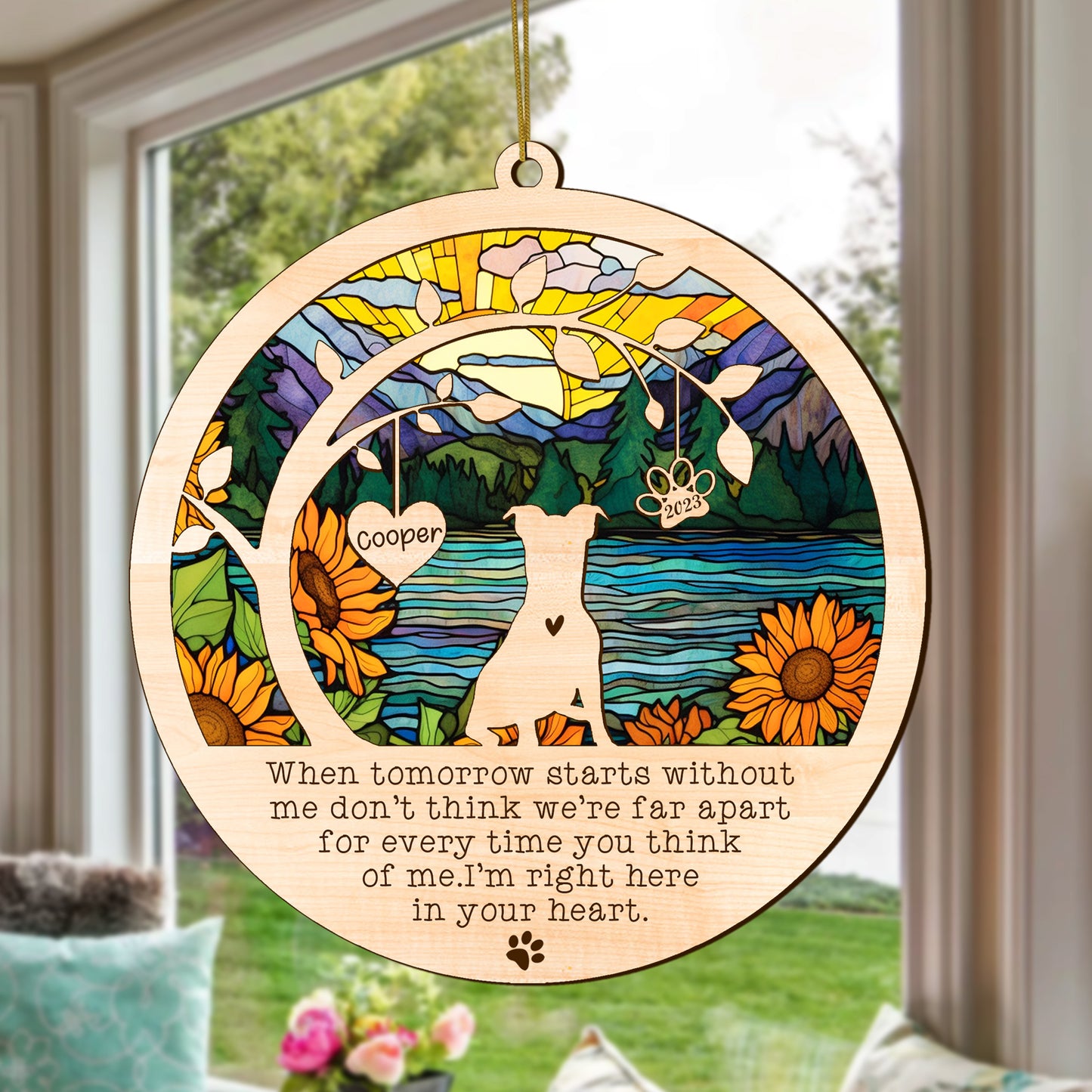 Netecom Jack Russell Dog Memorial Suncatcher, Personalized with Name Date Dog Breeds Suncatcher, Pet Loss Sun Catcher, Bereavement Gift Dog Memorial Ornament Loss of Pet Sympathy Gifs Dog Lovers