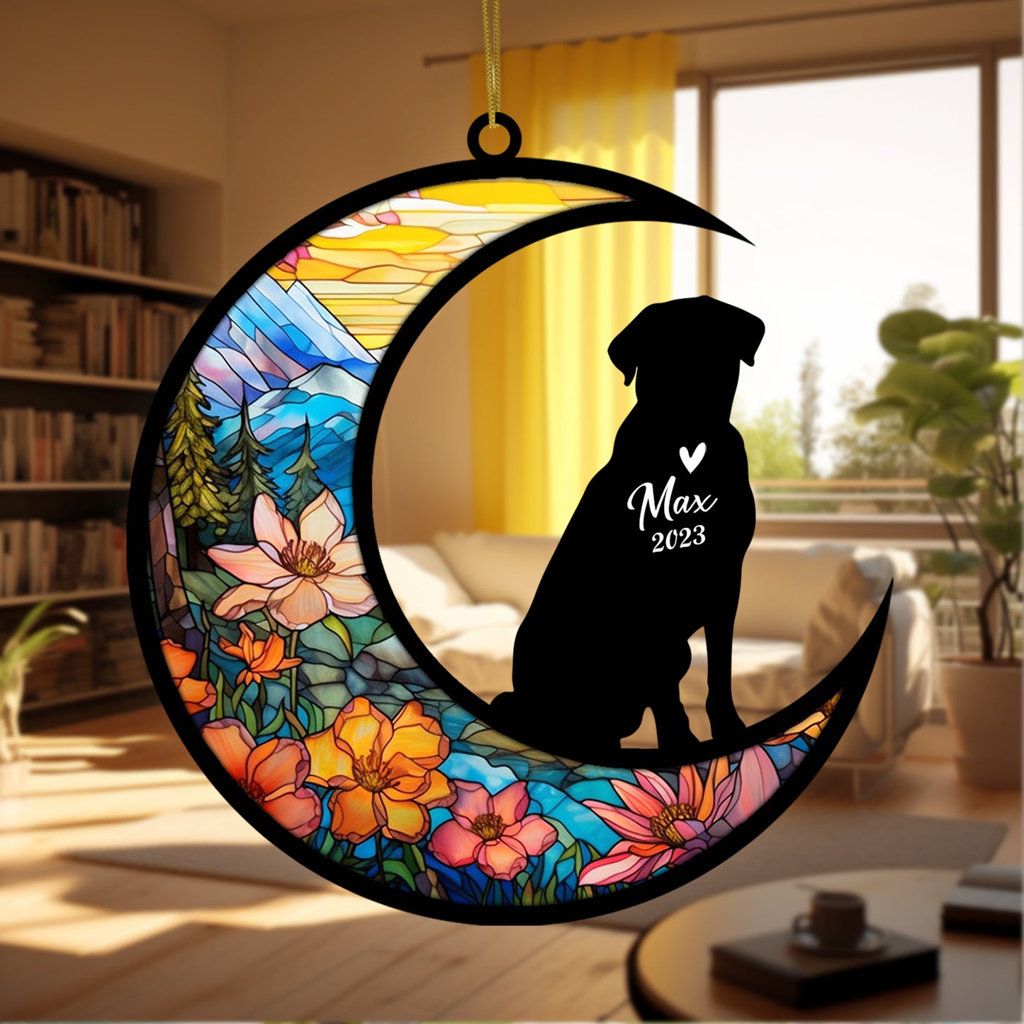 Netecom Personalized Labrador Retriever Memorial Suncatcher - Dog Loss Sympathy Gift with Name & Date - Labrador Retriever Christmas Ornament & Pet Bereavement Keepsake