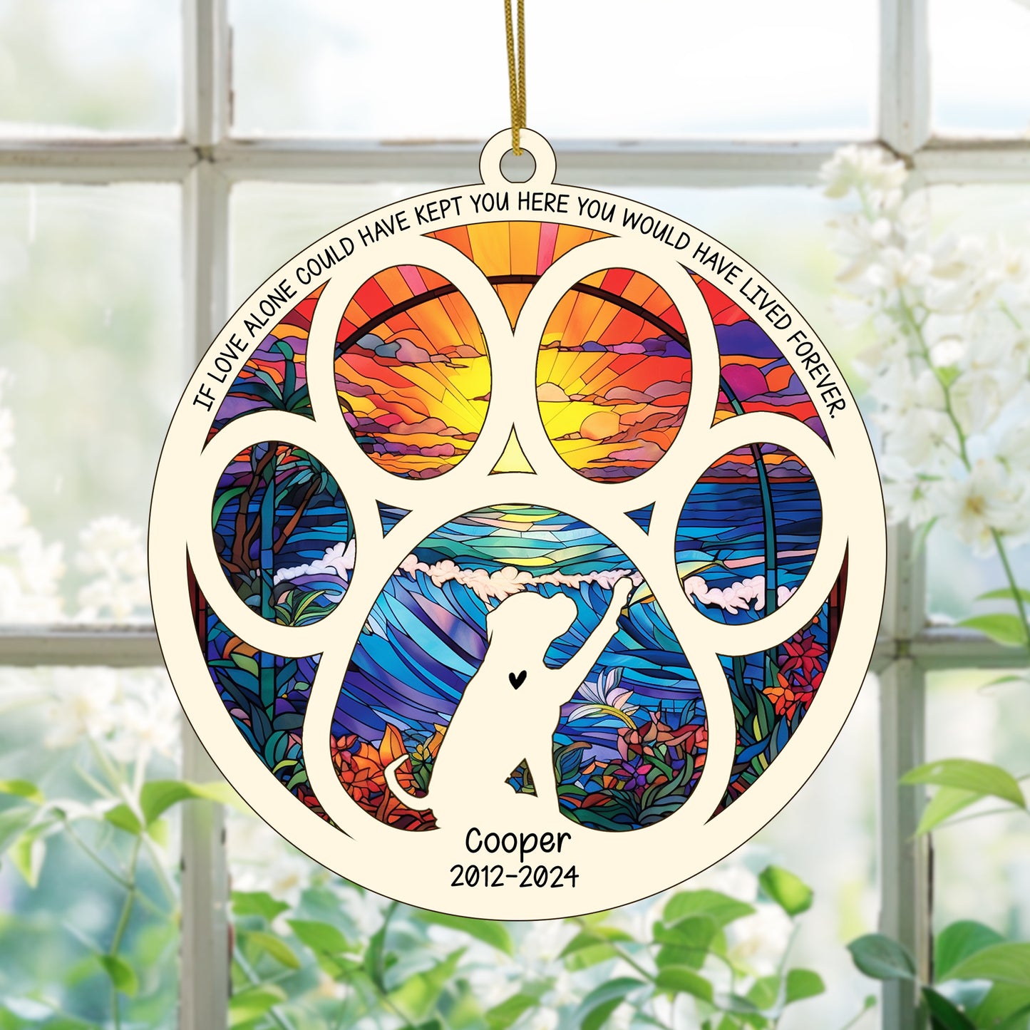 Netecom Personalized Boxer Dog Paw Memorial Suncatcher with Name Date, Pet Loss Sympathy Gift, Remembrance Gift for Dog Lovers