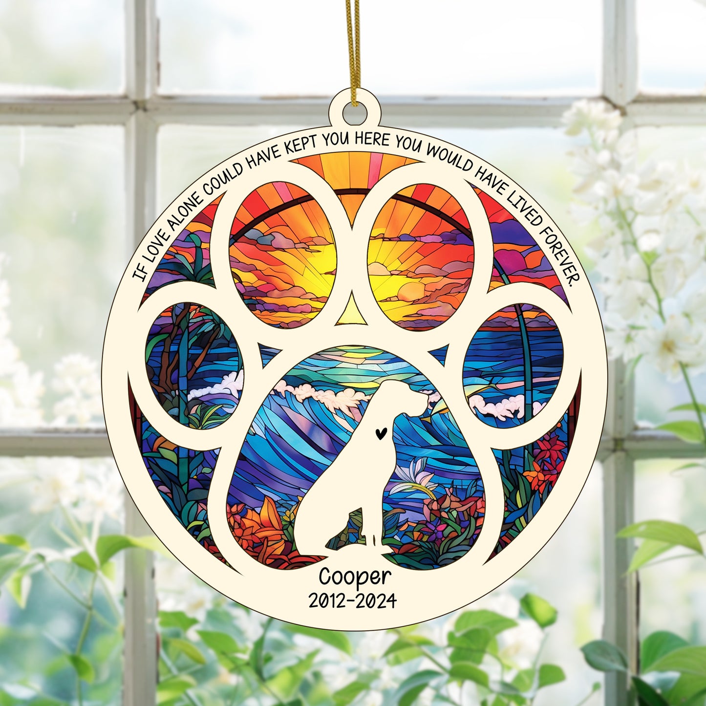 Netecom Personalized Great Dane Dog Paw Memorial Suncatcher with Name Date, Pet Loss Remembrance Gift, Bereavement Keepsake for Dog Lovers