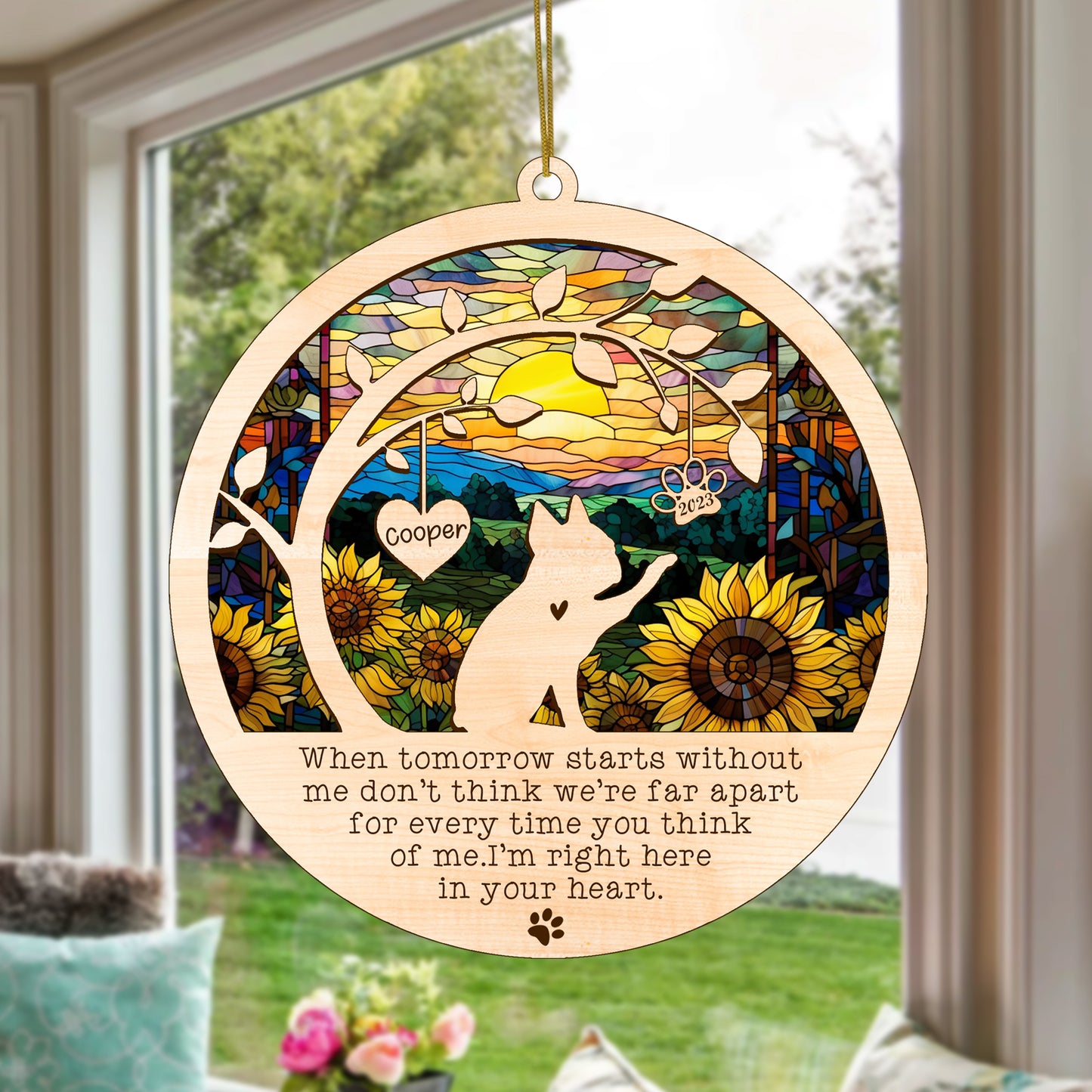 Netecom Boston Terrier Dog Memorial Suncatcher, Personalized with Name Date Dog Breeds Suncatcher, Pet Loss Sun Catcher, Bereavement Gift Dog Memorial Ornament Loss of Pet Sympathy Gift Dog Lovers