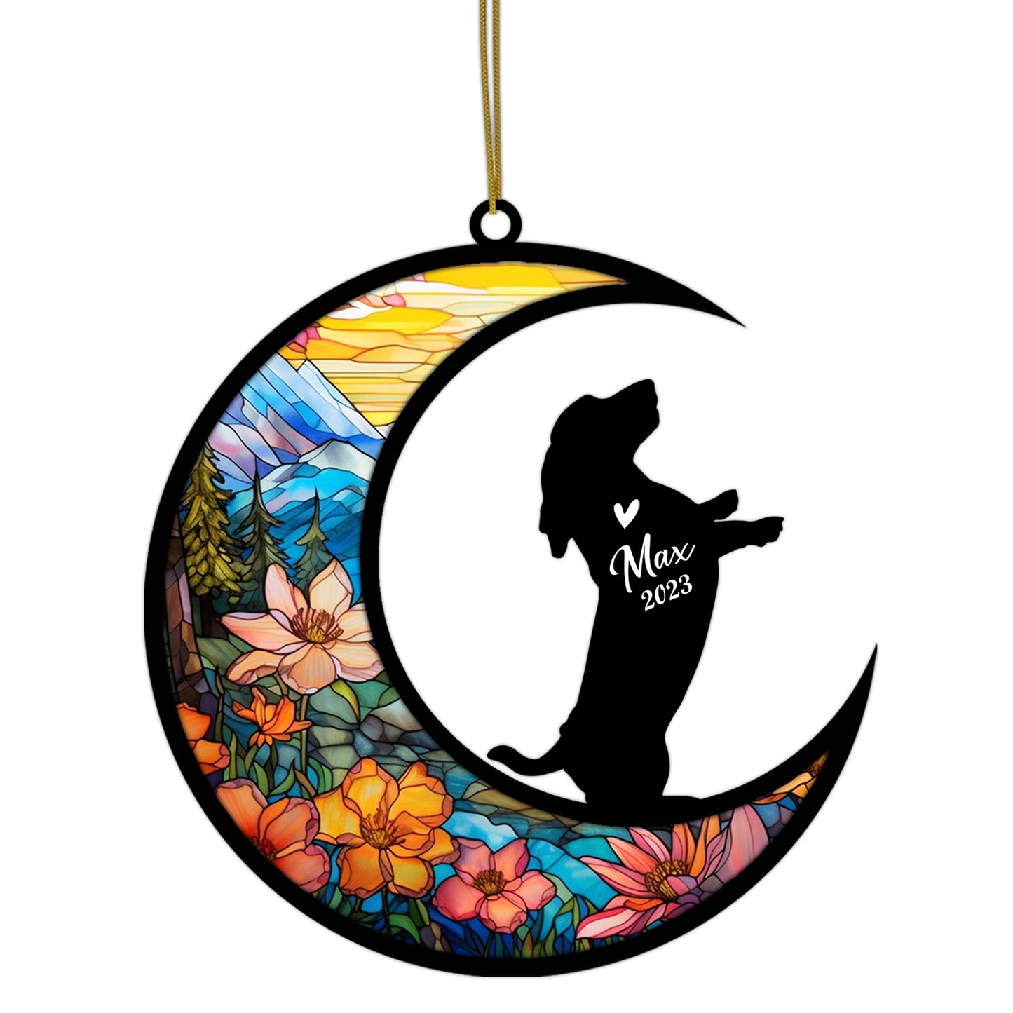 Netecom Personalized Basset Hound Memorial Suncatcher - Dog Loss Sympathy Gift with Name & Date - Basset Hound Christmas Ornament & Pet Bereavement Keepsake