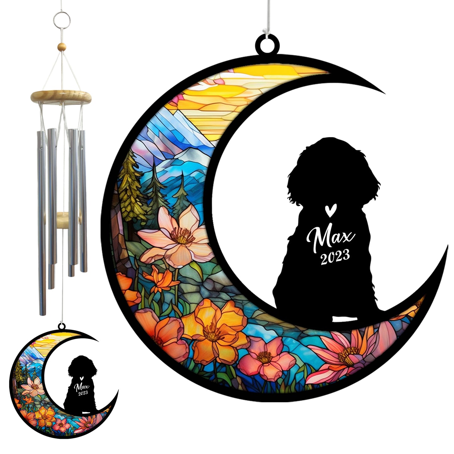 Netecom Cocker Spaniel Dog Wind Chimes Memorial, Personalized Pet Memorial Windchime for Dogs Suncatcher, Dog Loss Memorial Ornament, Loss of Pet Remembrance Gift, Sympathy Pet Wind Chimes Outdoor Garden