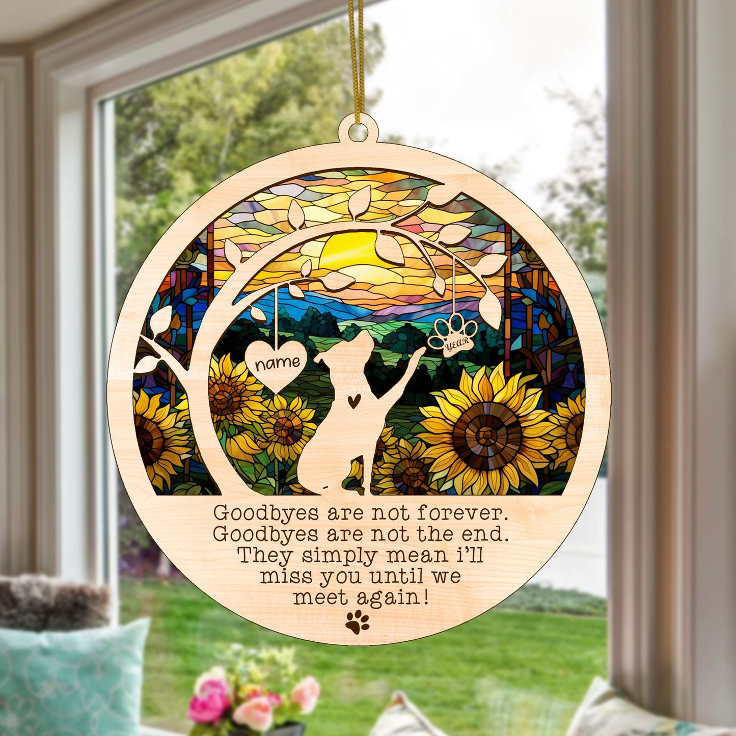 Netecom Personalized Pitbull Memorial Suncatcher Pitbull Christmas Ornament with Name Date, Pet Loss Sun Catcher Dog Memorial Ornament Loss of Pet Sympathy Gift Dog Bereavement Gift